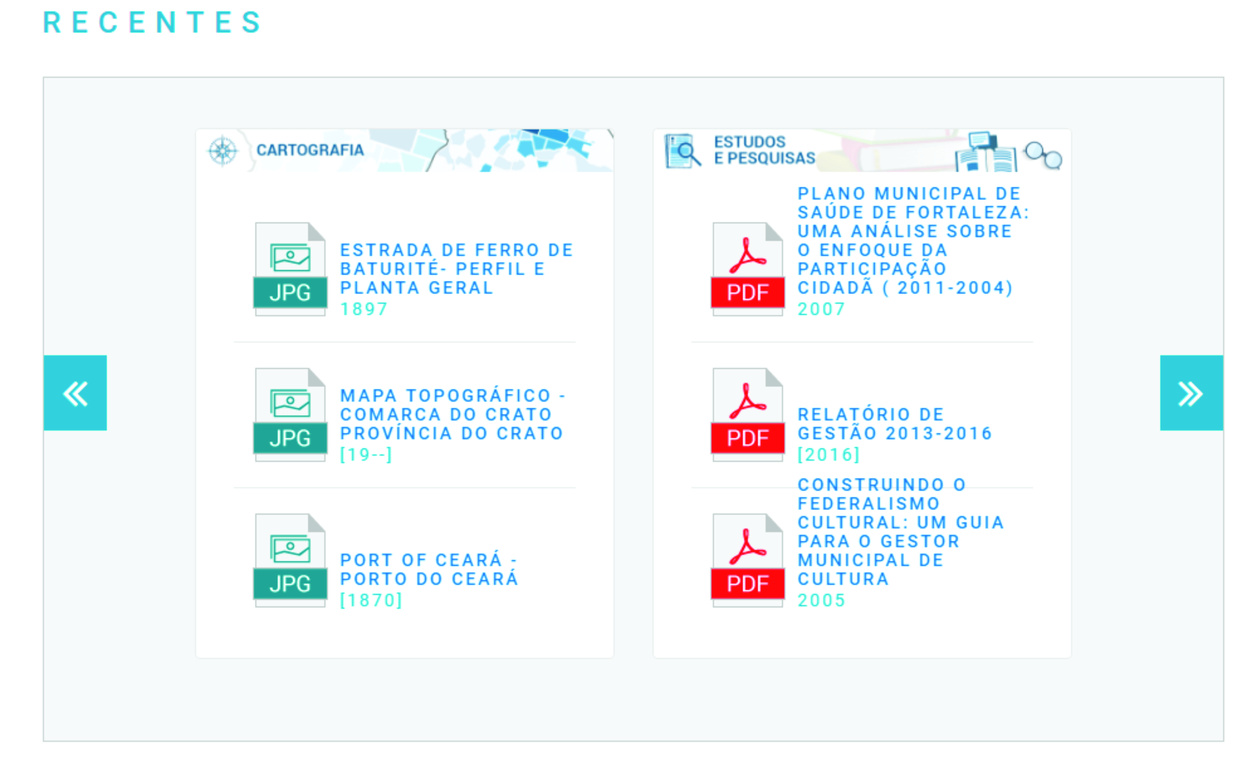 Coluna documentos recentes acervo digital.