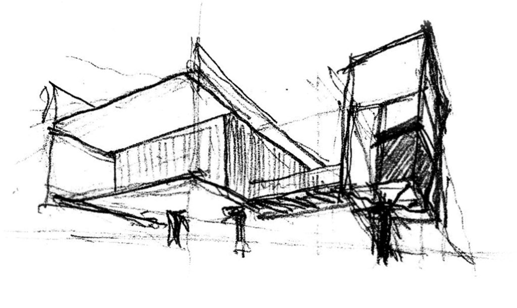 Desenho que fiz à mão livre de construções importantes de SP no